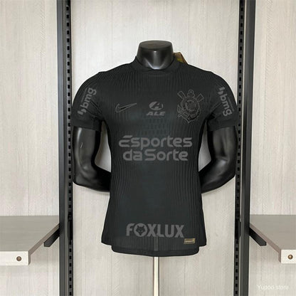 Camisola SC Corinthians 2024-25 Alternativa Preta Versão Jogador Todos Patrocinadores