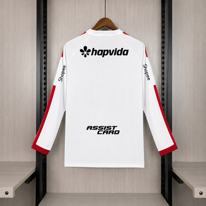 Camisola Manga Comprida CR Flamengo 2026-27 Alternativa Branca Versão Adepto Todos Patrocinadores