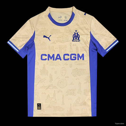 Camisola Olympique Marselha 2025-26 Alternativa Amarela Versão Adepto