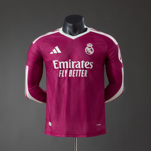 Camisola Manga Comprida Real Madrid CF 2026-27 Alternativa Vermelha Versão Jogador