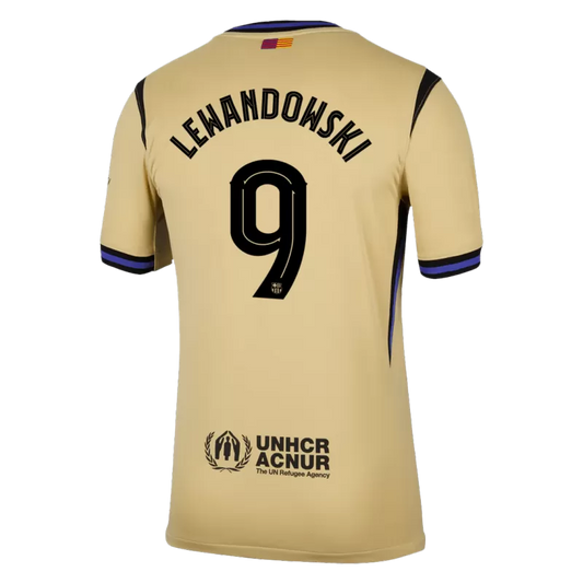 Camisola FC Barcelona 2025-26 Alternativa Amarela UCL Versão Adepto LEWANDOWSKI #9