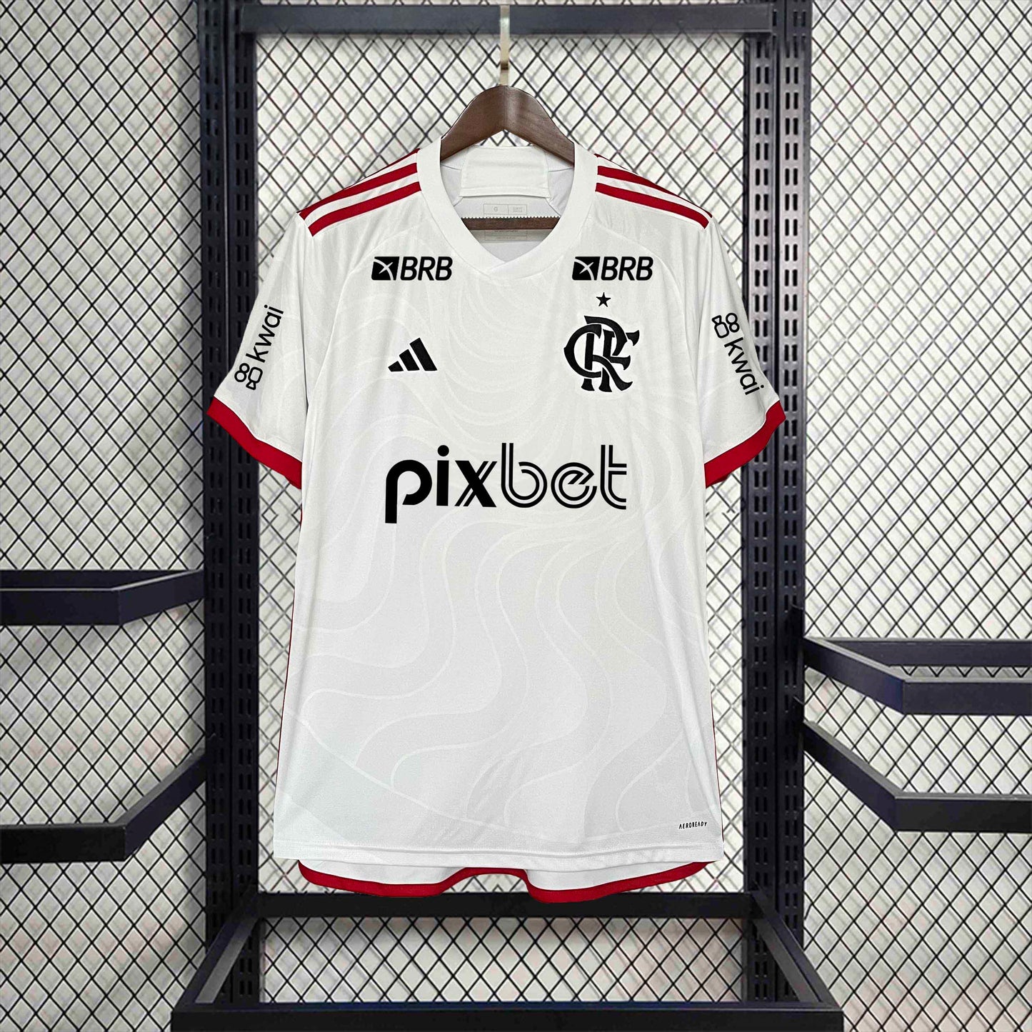 Camisola Flamengo 2024-25 Alternativa Branca Versão Adepto Todos Patrocinadores