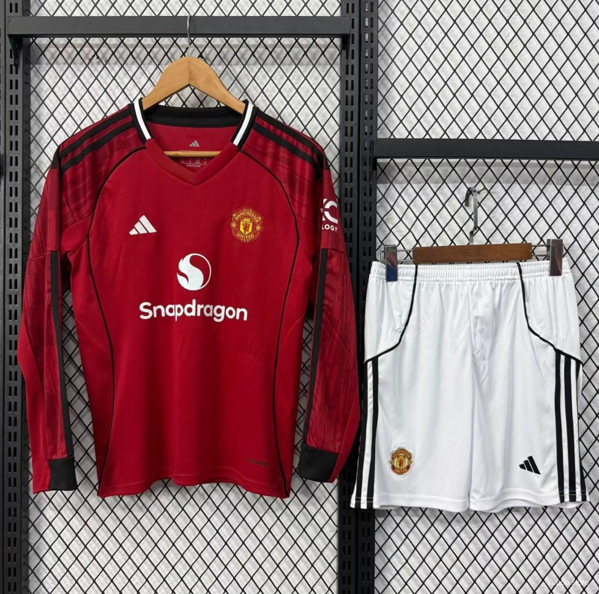 Kit Criança Manga Comprida M-United 2025-26 Principal