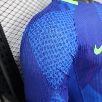 Camisola Manga Comprida Brasil 2025 Alternativa Azul Versão Jogador