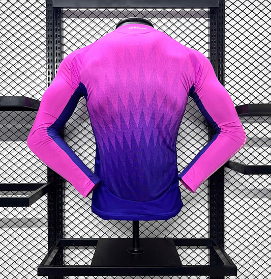 Camisola Manga Comprida Alemanha 2024 Alternativa Rosa Versão Jogador