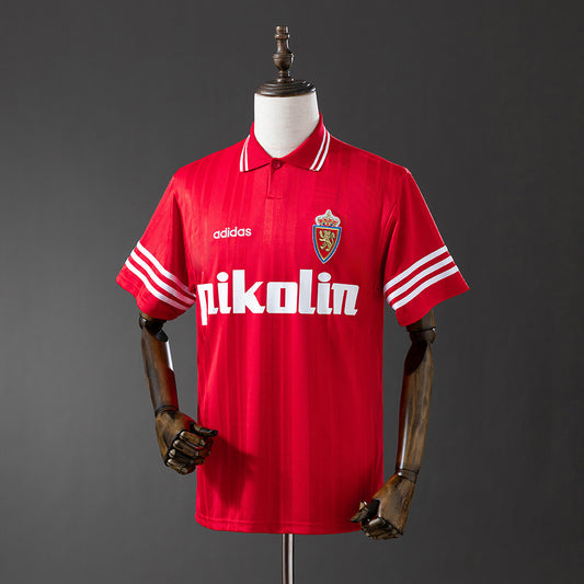 Camisola Real Saragoça 1995-96 Alternativa Vermelha Versão Adepto