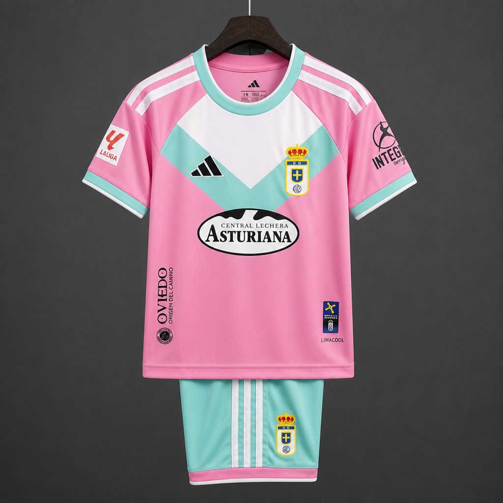 Kit Criança Real Oviedo 2026-27 Alternativo Rosa