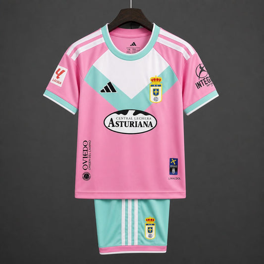 Kit Criança Real Oviedo 2026-27 Alternativo Rosa