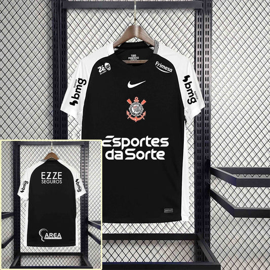 Camisola SC Corinthians 2025-26 Alternativa Preta Versão Adepto Todos Patrocinadores