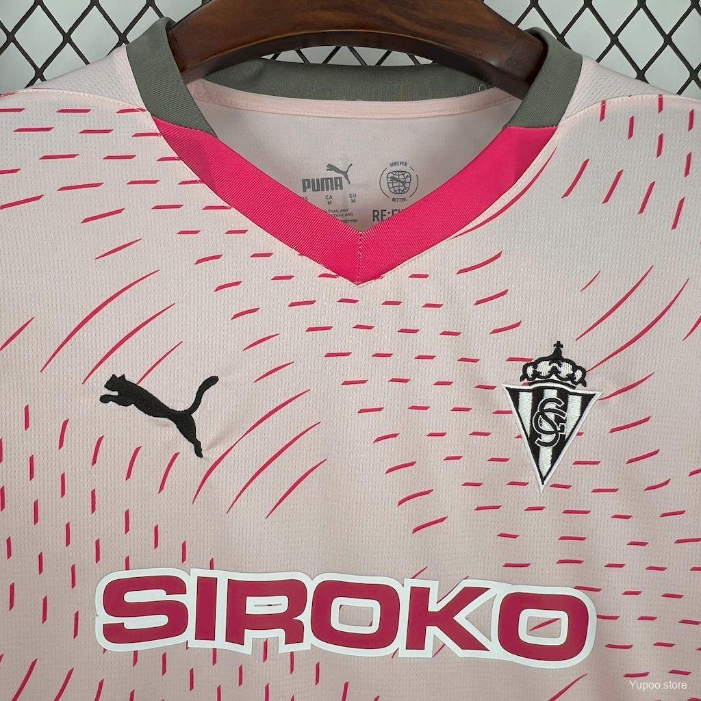 Camisola Real Sporting de Gijón 2024-25 Alternativa Rosa Versão Adepto