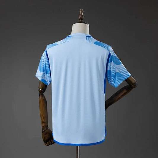 Camisola Espanha 2022 Alternativa Azul Versão Adepto