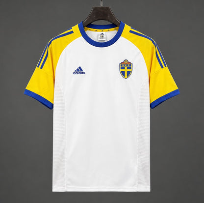 Camisola Suecia 2002 Alternativa Branca Versão Adepto