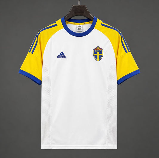 Camisola Suecia 2002 Alternativa Branca Versão Adepto