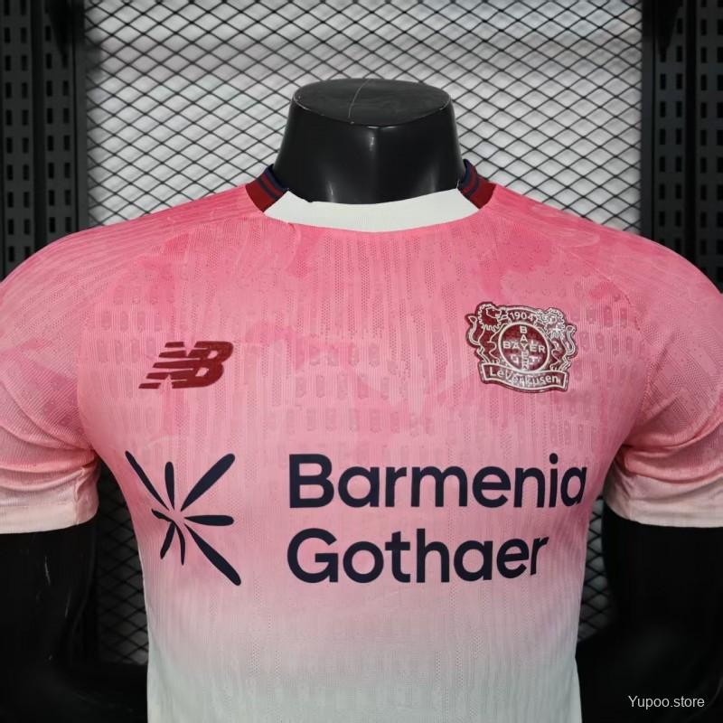 Camisola Bayer 04 Leverkusen 2025-26 Alternativa Rosa Versão Jogador