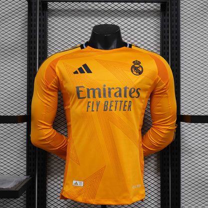 Camisola Manga Comprida Real Madrid CF 2024-25 Alternativa Laranja Versão Jogador