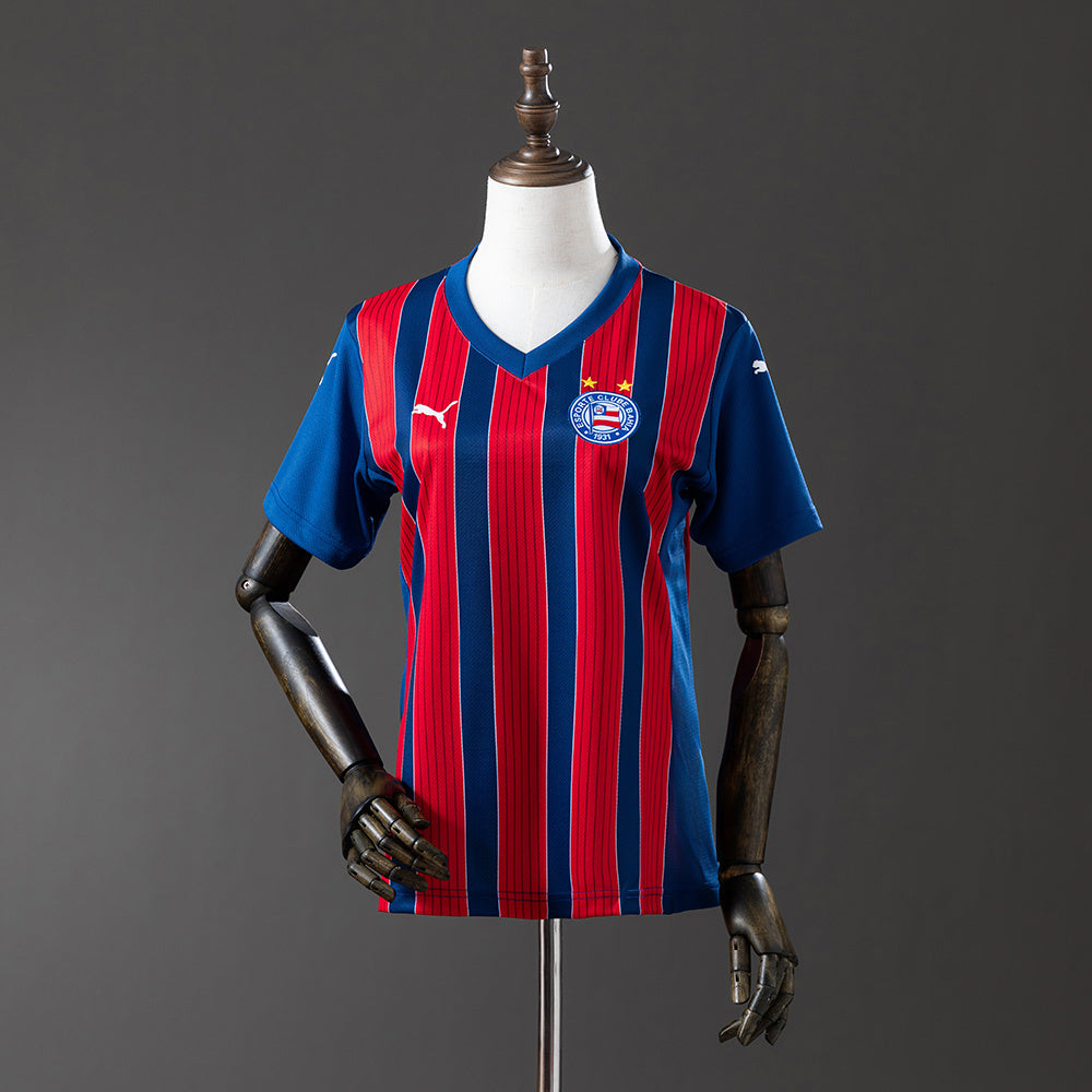 Camisola EC Bahia 2025-26 Alternativa Vermelha/Riscas Versão Mulher