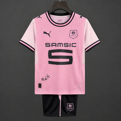 Kit Criança Stade Rennais FC 2026-27 Alternativo Rosa