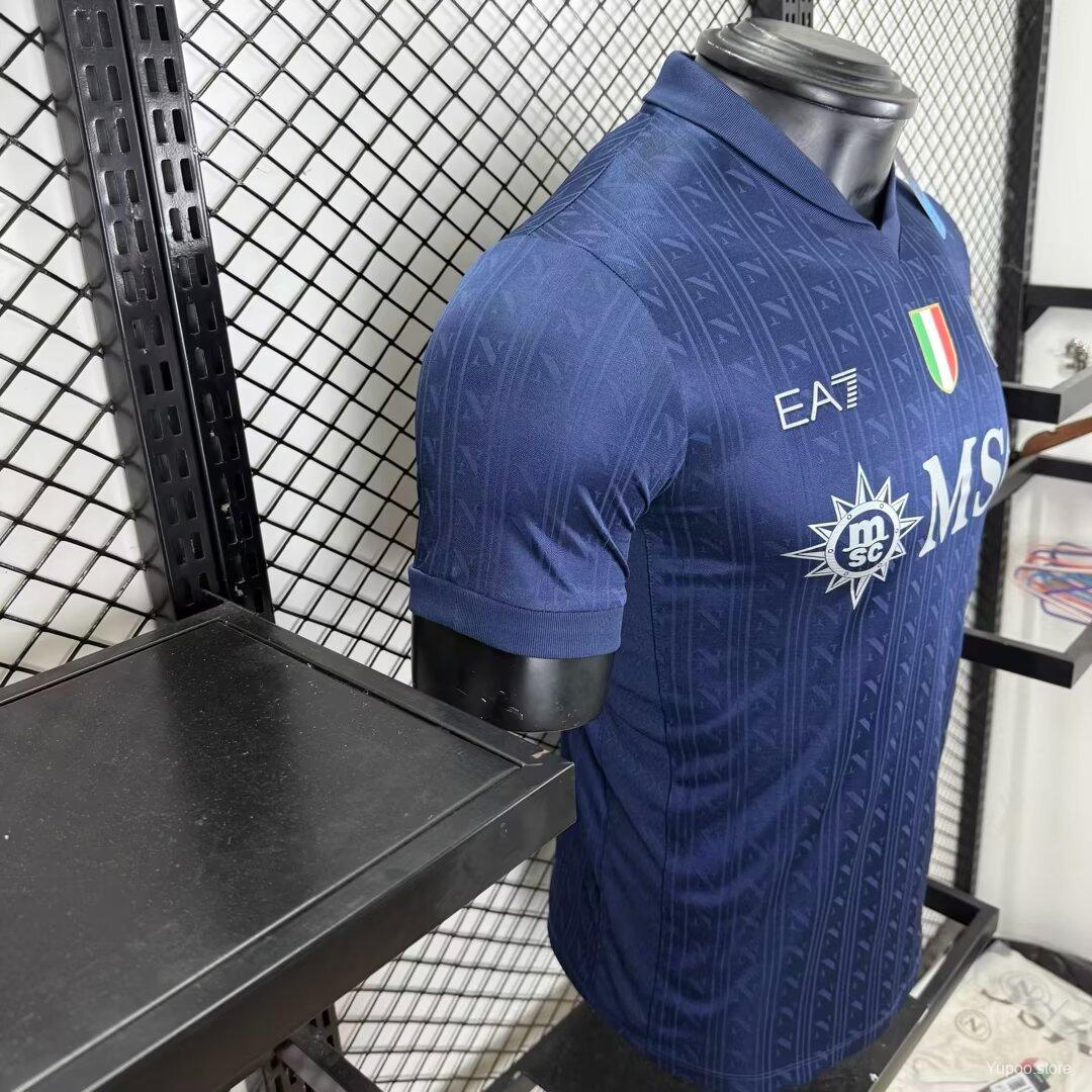 Camisola Napoles 2025-26 Alternativa Azul UCL Versão Jogador