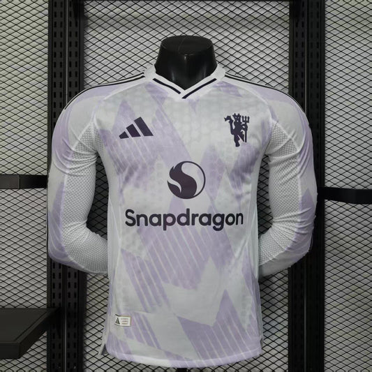 Camisola Manga Gomprida M-United 2025-26 Alternativa Branca Versão Jogador