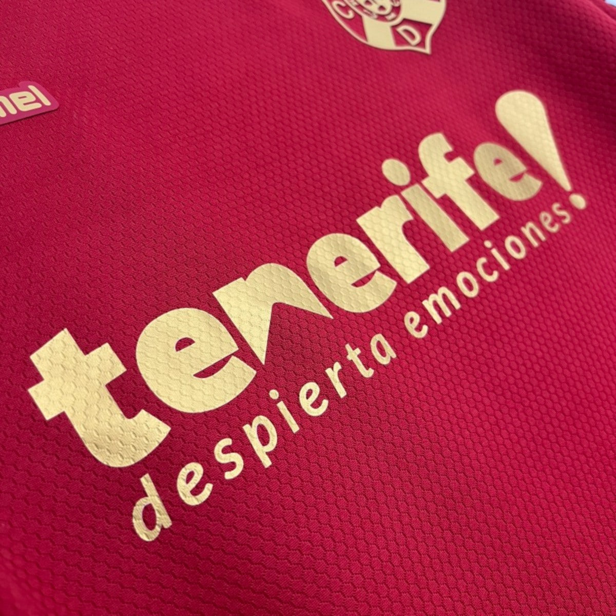 Camisola CD Tenerife 2025-26 Alternativa Vermelha Versão Adepto