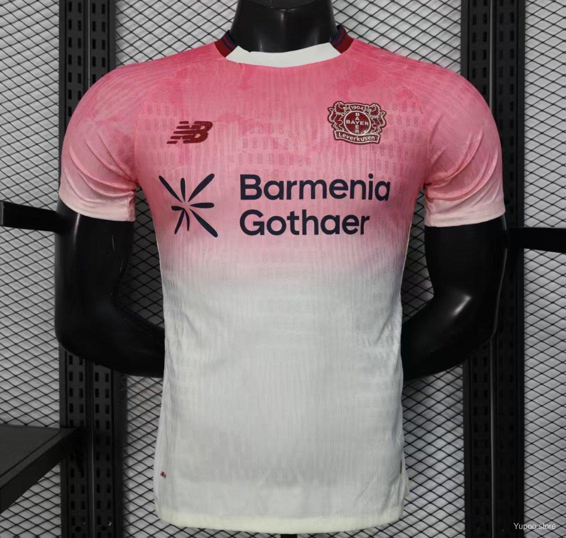 Camisola Bayer 04 Leverkusen 2025-26 Alternativa Rosa Versão Jogador