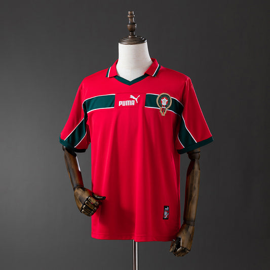 Camisola Marrocos 1998 Alternativa Vermelha Versão Adepto