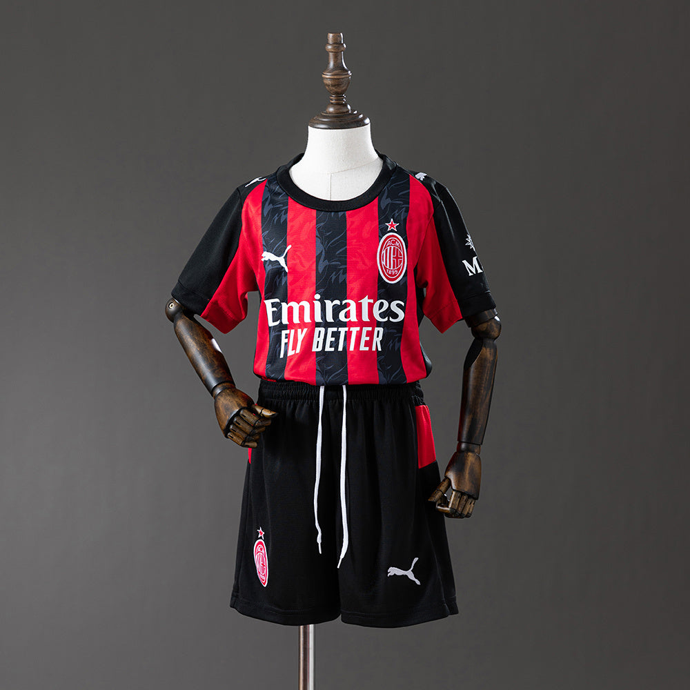 Kit Criança AC Milan 2025-26 Principal RAFA LEÃO #10 (Entrega Imediata)
