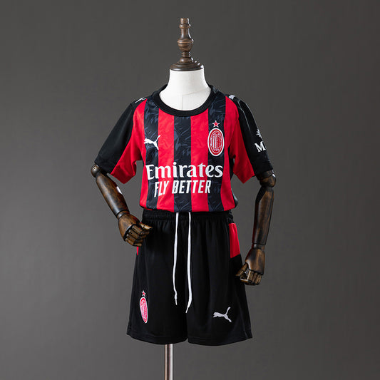 Kit Criança AC Milan 2025-26 Principal RAFA LEÃO #10 (Entrega Imediata)