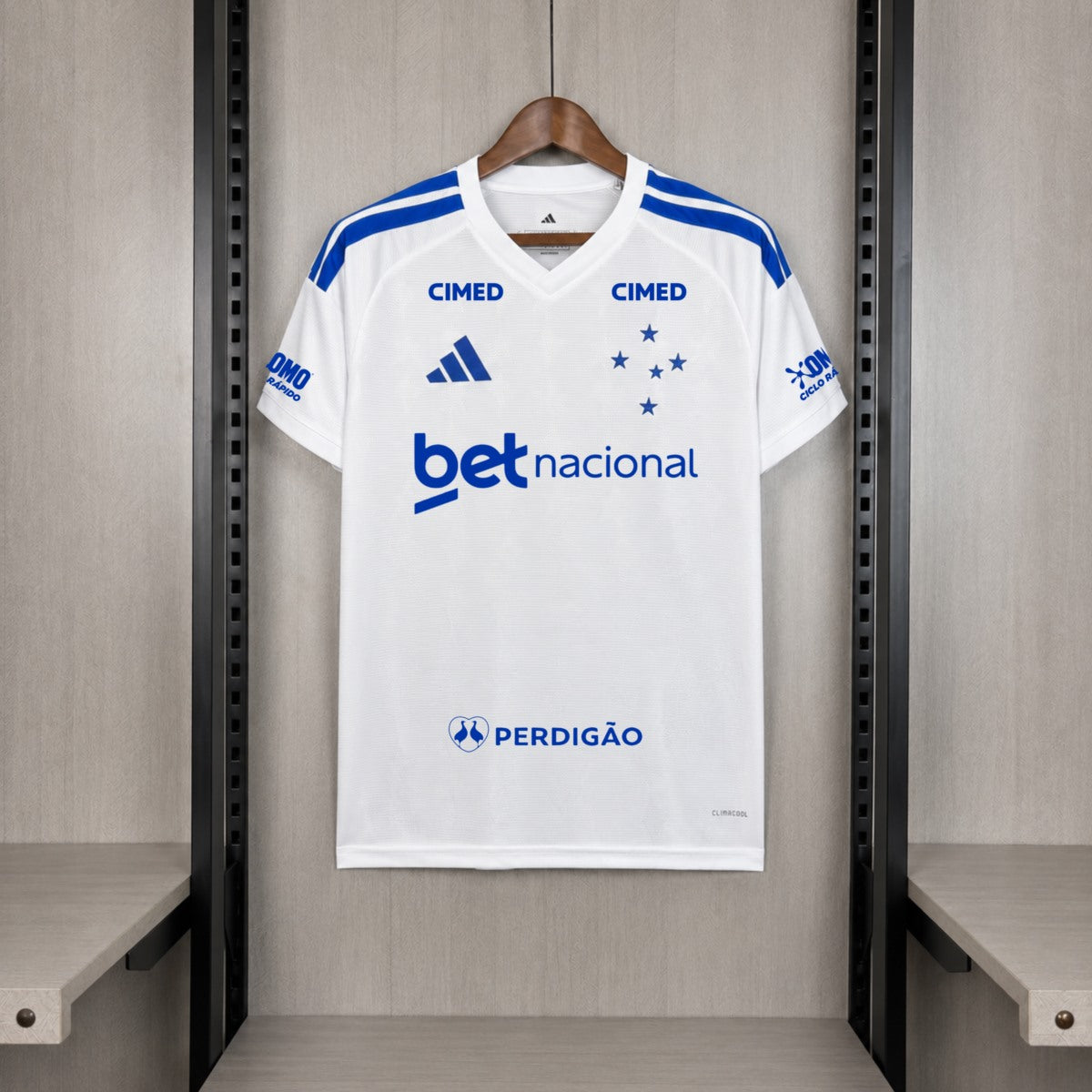 Camisola Cruzeiro EC 2026-27 Alternativa Branca Versão Adepto Todos Patrocinadores