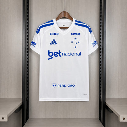 Camisola Cruzeiro EC 2026-27 Alternativa Branca Versão Adepto Todos Patrocinadores