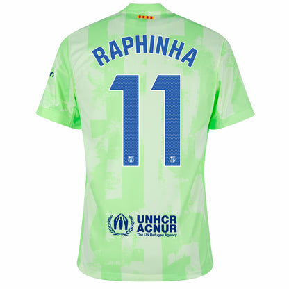 Camisola FC Barcelona 2024-25 Alternativa Verde Versão Adepto RAPHINHA #11