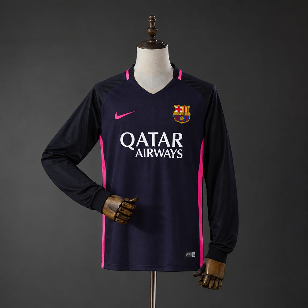 Camisola Manga Comprida FC Barcelona 2016-17 Alternativa Azul Versão Adepto