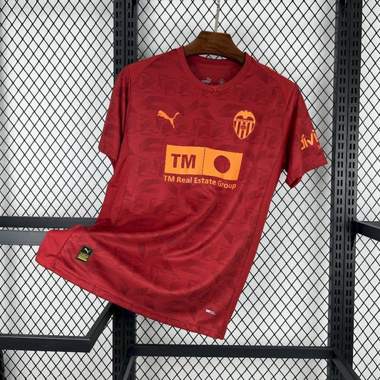 Camisola Valencia FC 2025-26 Alternativa Vermelha Versão Adepto