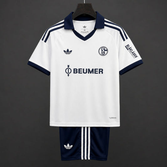 Kit Criança Schalke 04 2026-27 Alternativo Branco