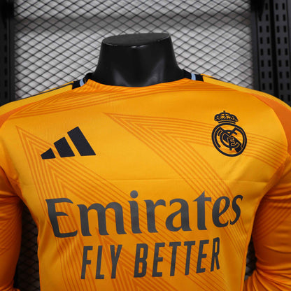 Camisola Manga Comprida Real Madrid CF 2024-25 Alternativa Laranja Versão Jogador