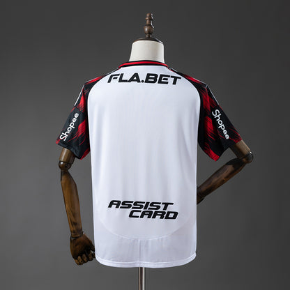 Camisola CR Flamengo 2025-26 Alternativa Branca Versão Adepto Todos Patrocinadores