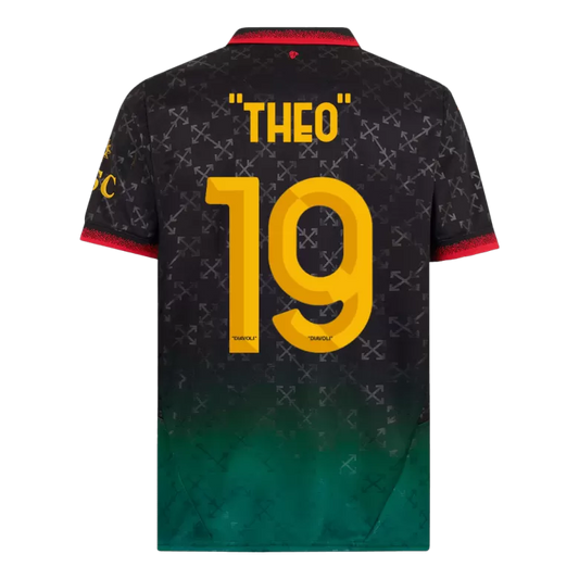 Camisola AC Milan 2024-25 Alternativa Preta/Verde Versão Adepto "THEO" #19