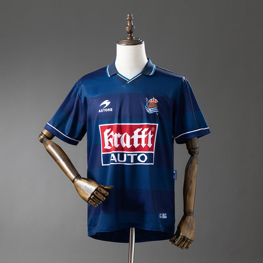 Camisola Real Sociedad 1999-00 Alternativa Azul Versão Adepto