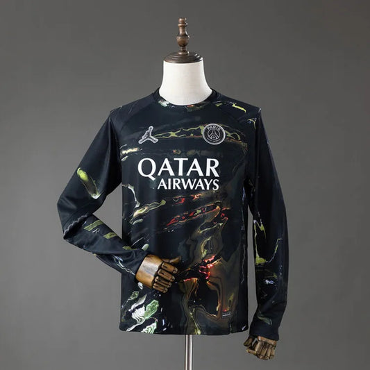 Camisola Manga Comprida FC Paris Saint-Germain 2025-26 Alternativa Preta/Verde Versão Adepto