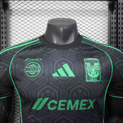 Camisola Tigres UANL 2025-26 Alternativa Preta Versão Jogador