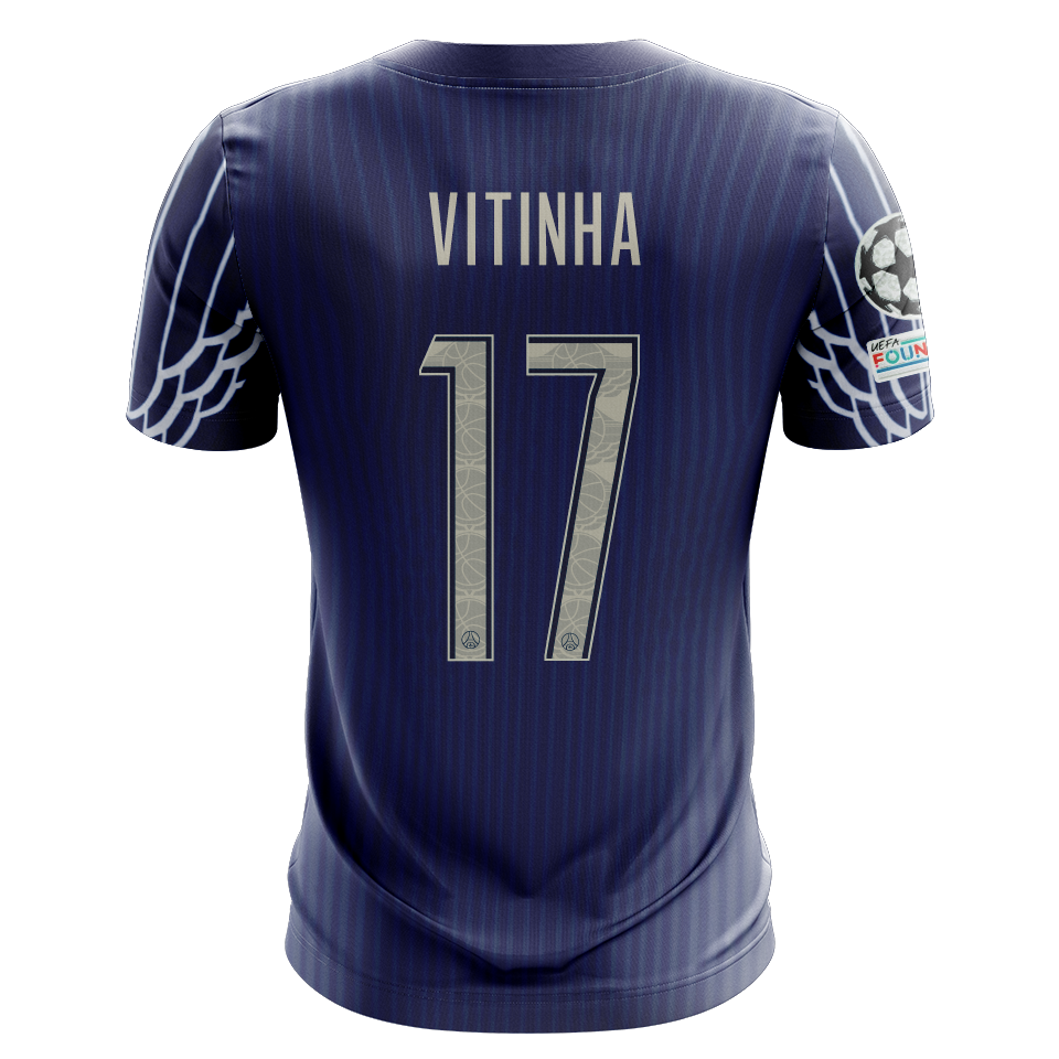 Camisola FC Paris Saint-Germain 2024-25 Alternativa Azul UCL Versão Adepto VITINHA #17